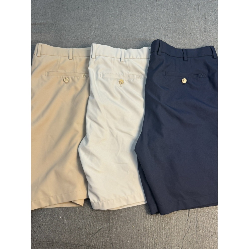 Set of 3 Peter Millar Salem Shorts Sz 36 Performance Golf Chino Navy Beige Khaki